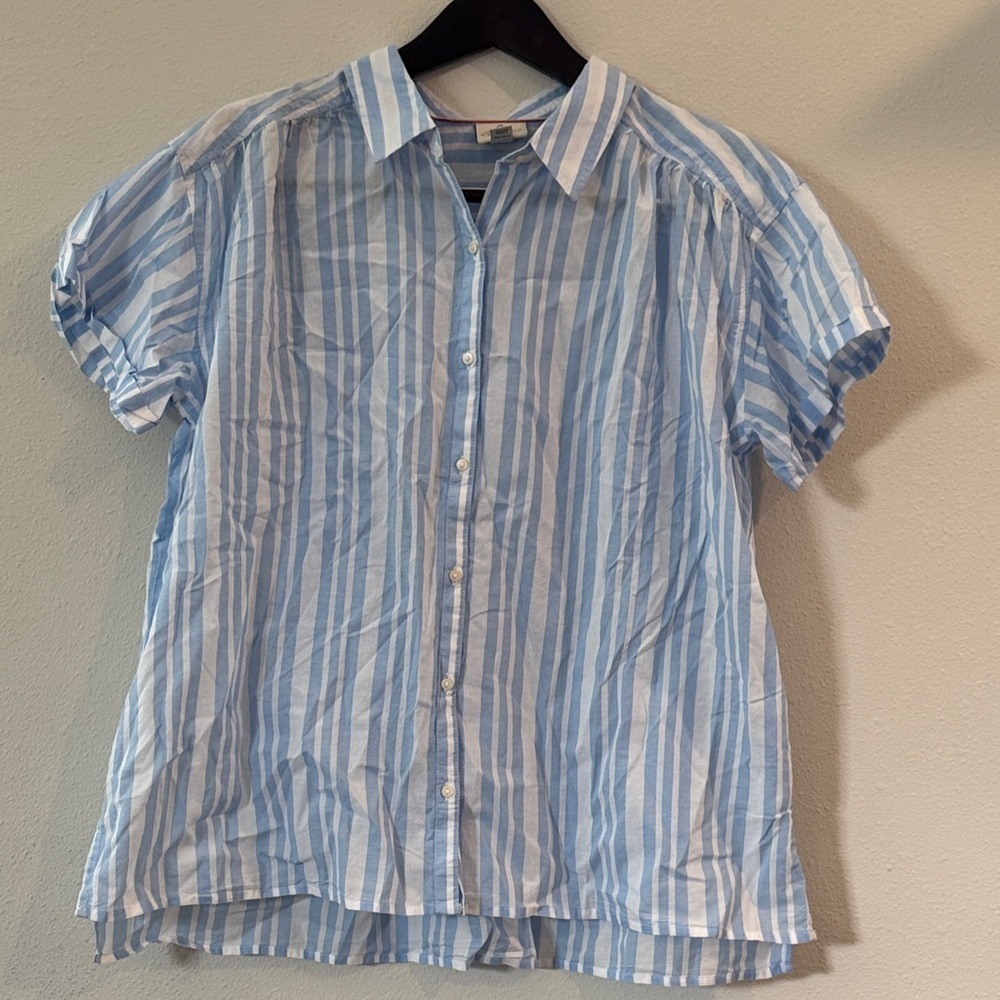St. John's Bay Blue and White Striped Button Down Shirt